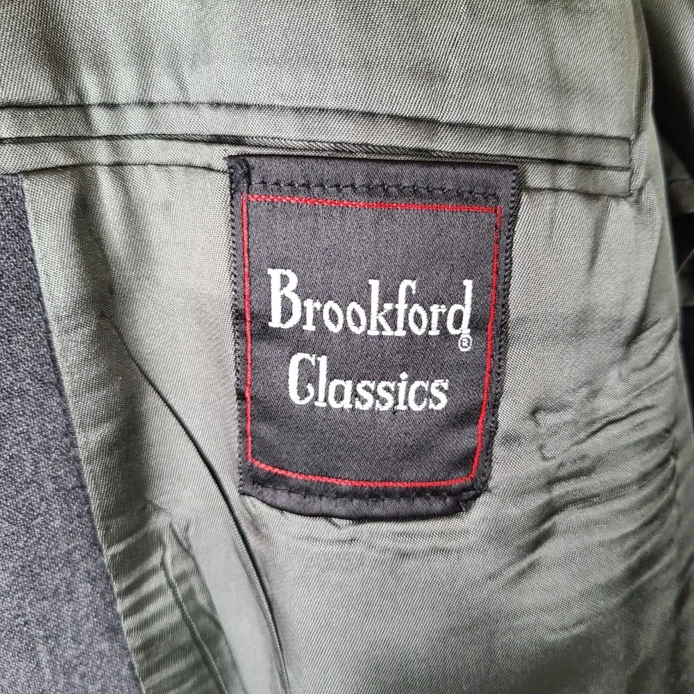 Vintage Brookford Jacket Mens 43R Gray Blazer Two Button‎ Suit Coat Formal Wear